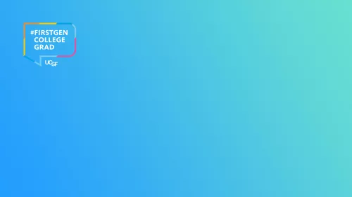 Light blue Zoom background with first gen logo top left
