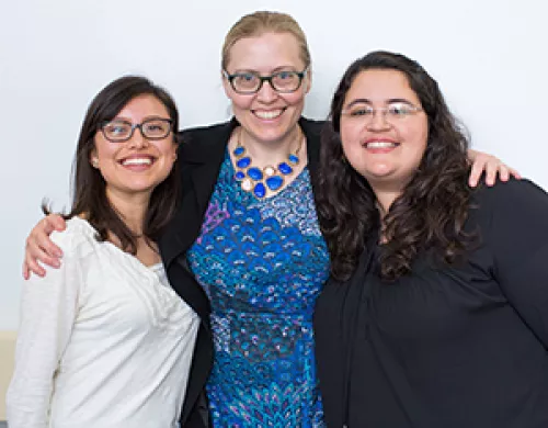 faculty member Laura Wagner with 2 students